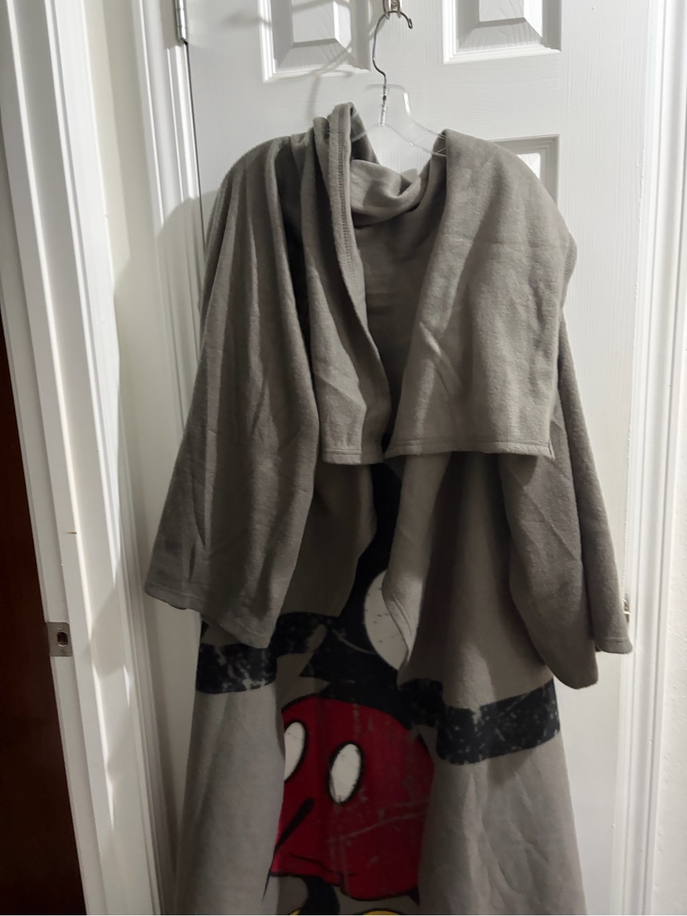 Disney Gray Hooded Mickey Blanket Throw with Red & Yellow Accents - Picture 2 of 4